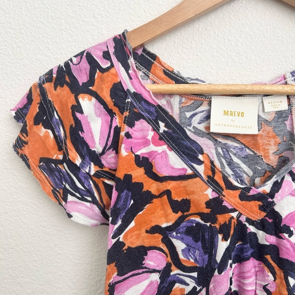 Anthropologie Maeve Catie Floral Ruffle Sleeve Blouse - Medium - Picture 6 of 11